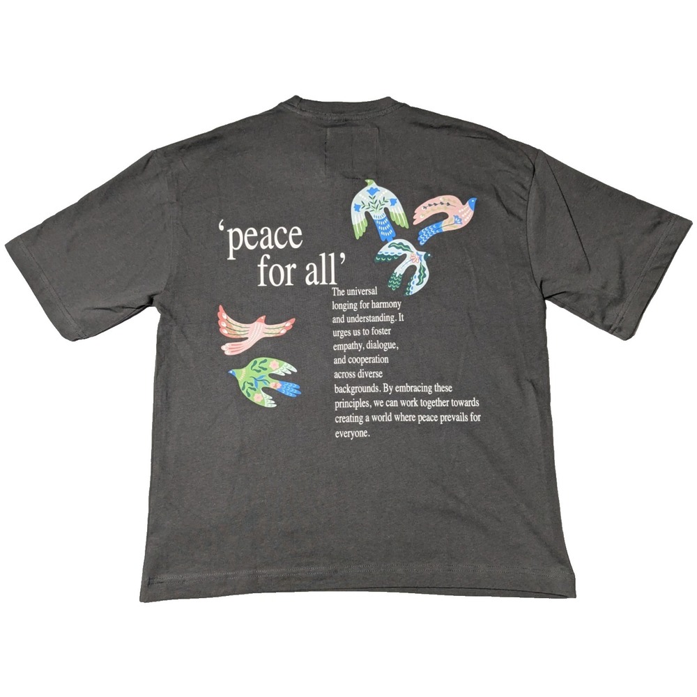 American Garage by Ravelheart PEACE FOR ALL‎ T-Shirt - Gray Oversized Small NEW